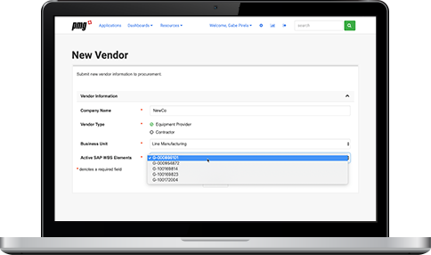 New vendor form
