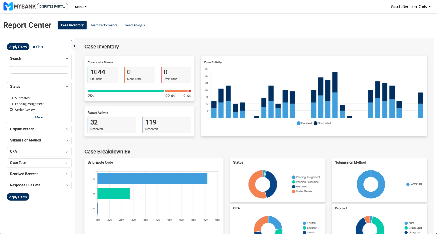 CC Disputes Report Center